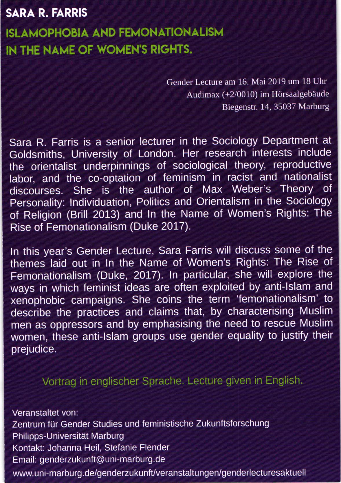 Gender Lecture Sara Farris Uni Marburg
