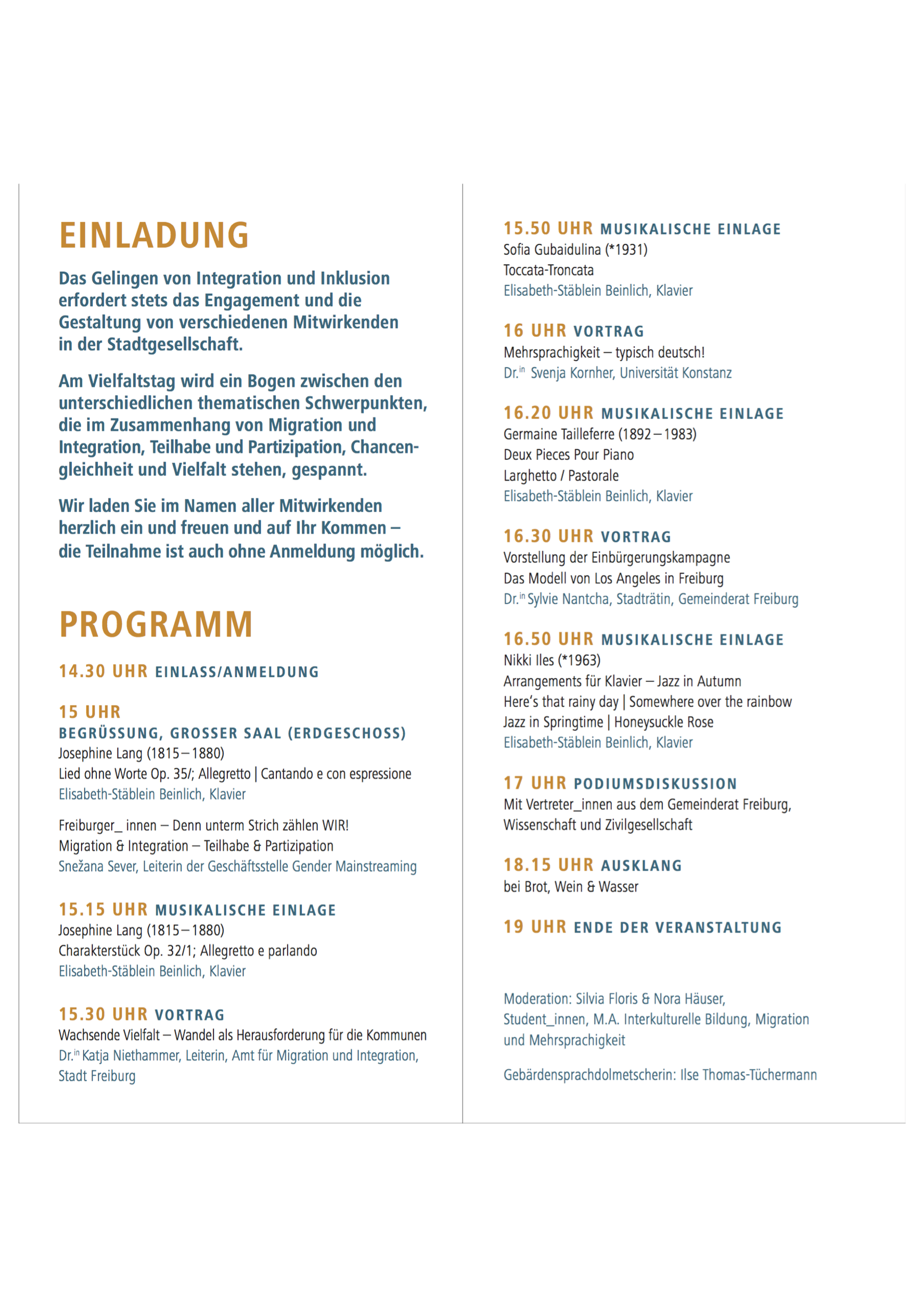 Programm Freiburger Diversity-Tag am 05.06.2018. 2